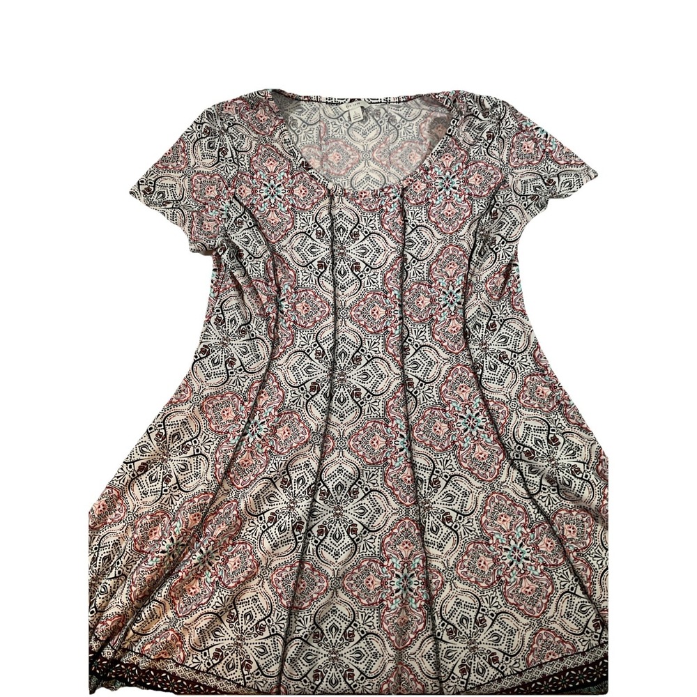 Est 1946 Paisley Short Sleeve w/Panel Front Swing Dress Size Large I81